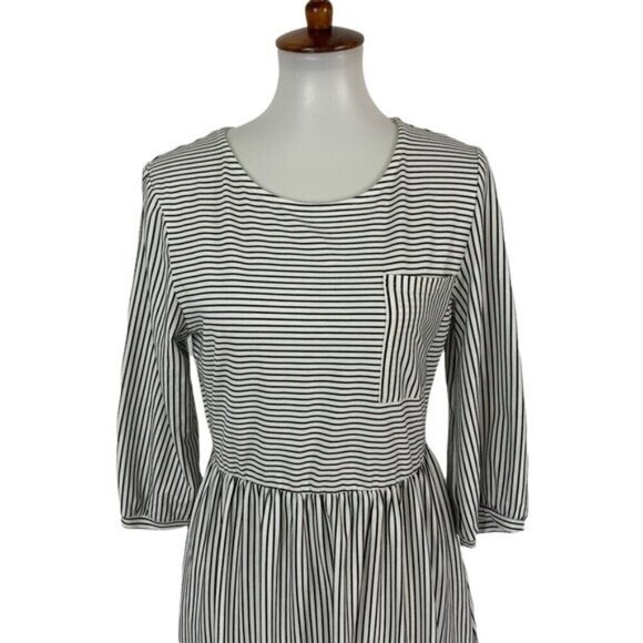 Merokeety Dress Large Striped Black White Casual Comfy Everyday Style - Picture 2 of 8